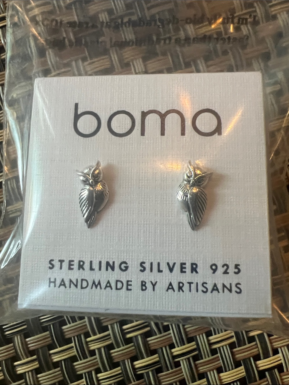 Boma Sterling Silver Owl Stud Earrings - Silver NWT